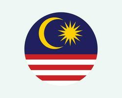 Malaysia Round Country Flag. Malaysia Circle National Flag. Malaysia Circular Shape Button Banner. EPS Vector Illustration.