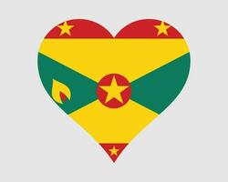 Grenada Heart Flag. Grenadian Love Shape Country Nation National Flag. Grenada Banner Icon Sign Symbol. EPS Vector Illustration.