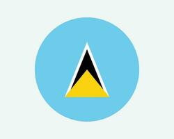 Saint Lucia Round Country Flag. St. Lucian Circle National Flag. Iyonola Circular Shape Button Banner. EPS Vector Illustration.