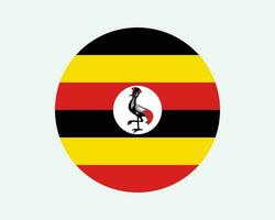 Uganda Round Country Flag. Ugandan Circle National Flag. Republic of Uganda Circular Shape Button Banner. EPS Vector Illustration.