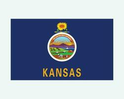 Kansas USA State Flag. Flag of KS, USA isolated on white background. United States, America, American, United States of America, US State. Vector illustration.