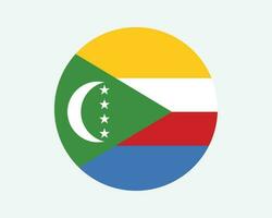 Comoros Round Country Flag. Circular Comorian National Flag. Union of the Comoros Circle Shape Button Banner. EPS Vector Illustration.