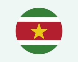 Suriname Round Country Flag. Surinamese Circle National Flag. Republic of Suriname Circular Shape Button Banner. EPS Vector Illustration.