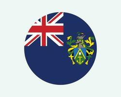 Pitcairn Islands Round Flag. Pitcairn, Henderson, Ducie and Oeno Islands Circle Flag. British Overseas Territory Circular Shape Button Banner. EPS Vector Illustration.