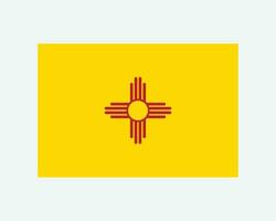 New Mexico USA State Flag. Flag of NM, USA isolated on white background. United States, America, American, United States of America, US State. Vector illustration.