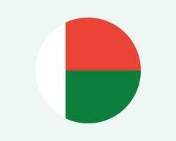 Madagascar Round Country Flag. Malagasy Circle National Flag. Republic of Madagascar Circular Shape Button Banner. EPS Vector Illustration.