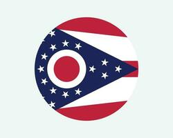 Ohio USA Round State Flag. OH, US Circle Flag. State of Ohio, United States of America Circular Shape Button Banner. EPS Vector Illustration.