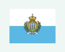 National Flag of San Marino. Sammarinese Country Flag. Republic of San Marino Detailed Banner. EPS Vector Illustration Cut File.