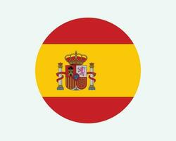 Spain Round Country Flag. Spanish Circle National Flag. Kingdom of Spain Circular Shape Button Banner. EPS Vector Illustration.