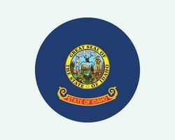 Idaho USA Round State Flag. ID, US Circle Flag. State of Idaho, United States of America Circular Shape Button Banner. EPS Vector Illustration.