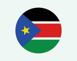 South Sudan Round Country Flag. South Sudanese Circle National Flag. Republic of South Sudan Circular Shape Button Banner. EPS Vector Illustration.