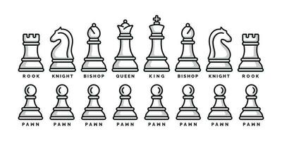 Chess pieces icon set isolated on white background vector