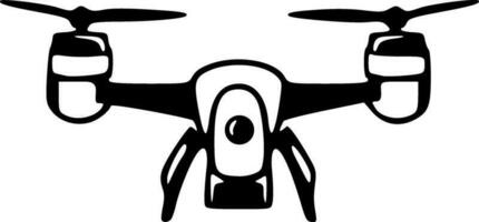 Flying drone monochrome vector illustration