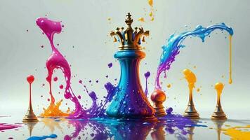 king chess with paint splash video animation