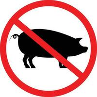 No Cerdo prohibición comida icono vector