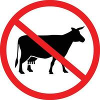 No carne de vaca prohibición comida icono vector