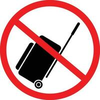 No viaje bolsa, equipaje prohibición icono vector