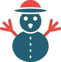 Snowman Glyph Two Color Icon For Personal And Commercial Use. vector