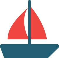 Sail Boat Glyph Two Color Icon For Personal And Commercial Use. vector