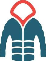 Puffer Coat Glyph Two Color Icon For Personal And Commercial Use. vector