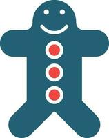 Gingerbread Man Glyph Two Color Icon For Personal And Commercial Use. vector