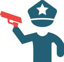 Policeman Holding Gun Glyph Two Color Icon For Personal And Commercial Use. vector