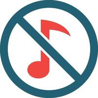 No Music Glyph Two Color Icon For Personal And Commercial Use. vector