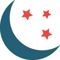 Luna y estrella glifo dos color icono para personal y comercial usar. vector