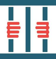 Criminal behind bars Glyph Two Color Icon For Personal And Commercial Use. vector