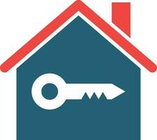 House Key Glyph Two Color Icon For Personal And Commercial Use. vector