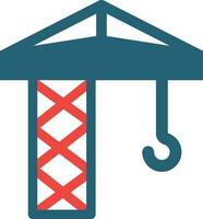 Tower Crane Glyph Two Color Icon For Personal And Commercial Use. vector