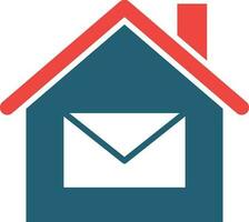 casa correo glifo dos color icono para personal y comercial usar. vector