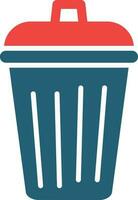 Trash Bin Glyph Two Color Icon For Personal And Commercial Use. vector
