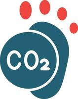 Carbon Footprint Glyph Two Color Icon For Personal And Commercial Use. vector