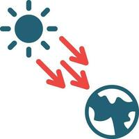 solar radiación glifo dos color icono para personal y comercial usar. vector