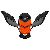 Cute bullfinch bird cartoon flying vector