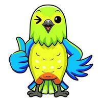 Cute orange bellied parrot cartoon giving thumb up vector