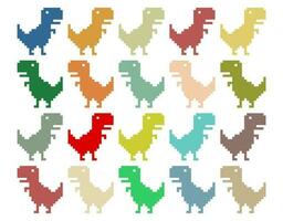 Pixel dinosaur pattern in shabby chic color. Vintage dinosaur texture on white background. vector