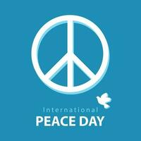 International Day of Peace, postcard. Peace sign on blue background, vector. vector