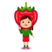 girl kids strawberry character vector