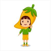 girl kids yellow chili character costume vector