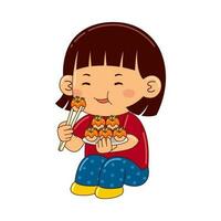 Kids eating food vector illustration