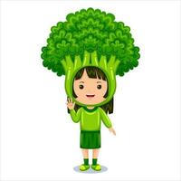 girl kids broccoli character costume vector