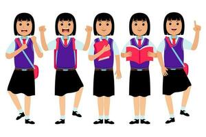 Woman Student Wearing Uniform Vector Pack