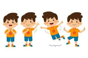 cute little kid boy vector illustration