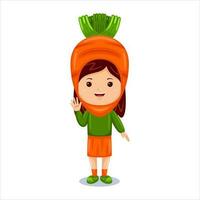 girl kids carrot character costume vector