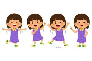 cute little kid girl vector illustration