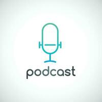 Podcast emblem. Studio table microphone icon. vector