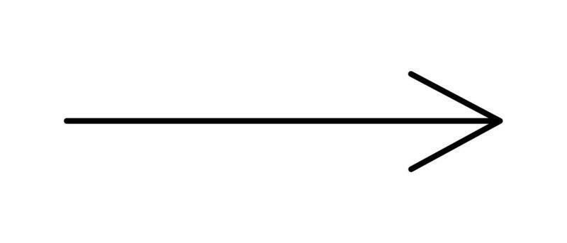 Arrow simple hand drawn vector illustration, horizontal sign pointing direction to right