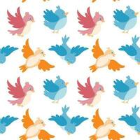 Cute birds flying seamless pattern background vector